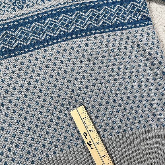 Eddie Bauer Sweater Mens M Gray Blue Wool Fair Isle Nordic Made USA Knit - Picture 2 of 13